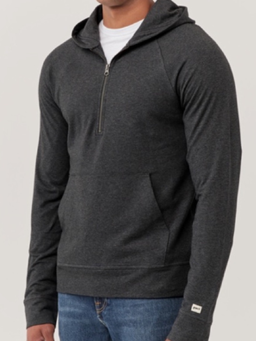 Pact Off Duty Half Zip Hoodie In Charcoal Heather Sz M